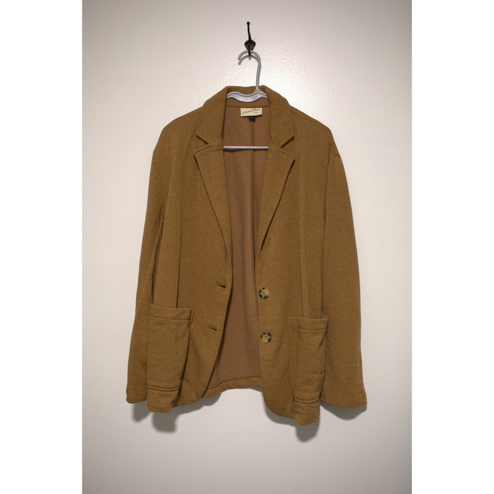 Universal Thread Womens Knit Blazer Jacket Brown Camel S Button Front Pockets